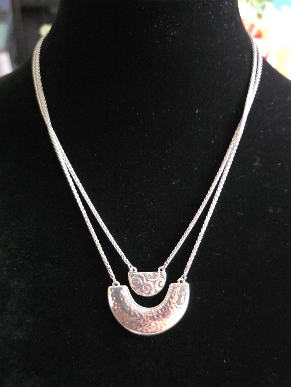 Brighton Signed Andaluz Arch Silver Tone  Double-Layer  Necklace